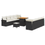 Juego de sofá de jardín de 11 piezas con cojines Ratán poli negro Acacia von , Outdoor-Sofas - Ref: Foro24-3363665, Preis: 68...