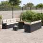 Juego de sofá de jardín de 11 piezas con cojines Ratán poli negro Acacia von , Outdoor-Sofas - Ref: Foro24-3363665, Preis: 68...