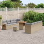 Juego de Sofá de Jardín de 11 Piezas con Cojines Beige de Ratán Poliéster Acacia by , Outdoor sofas - Ref: Foro24-3363667, Pr...
