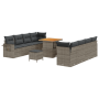 Juego de Sofá de Jardín de 11 Piezas con Cojines Gris Poliratán Acacia von , Outdoor-Sofas - Ref: Foro24-3363668, Preis: 694,...