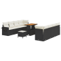 Conjunto de Sofá de Jardín de 11 Piezas con Cojines Ratán Negro Acacia by , Outdoor sofas - Ref: Foro24-3363670, Price: 678,9...