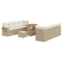 Juego de Sofá de Jardín de 11 Piezas con Cojines Beige de Ratan Polímero y Acacia by , Outdoor sofas - Ref: Foro24-3363671, P...