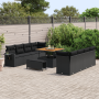 Juego de Sofás de Jardín de 11 Piezas con Cojines Negro Poliratán Acacia by , Outdoor sofas - Ref: Foro24-3363674, Price: 888...