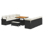 Conjunto de Sofá de Jardín de 11 Piezas con Cojines en Poliratán Negro y Acacia Crema by , Outdoor sofas - Ref: Foro24-336367...