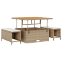 Juego de Sofá de Jardín de 11 Piezas con Cojines Beige Poliratán Acacia von , Outdoor-Sofas - Ref: Foro24-3363676, Preis: 940...