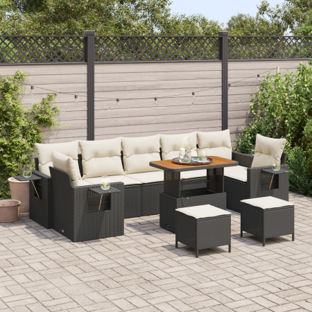 Juego de Sofá de Jardín de 10 Piezas con Cojines Ratán Poliéster Negro Acacia von , Outdoor-Sofas - Ref: Foro24-3363680, Prei...