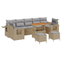 Juego de Sofá de Jardín de 10 Piezas con Cojines Ratán Beige Poliéster Acacia von , Outdoor-Sofas - Ref: Foro24-3363682, Prei...