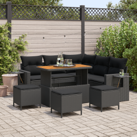 Juego de Sofás de Jardín de 9 Piezas con Cojines Negro Poliratán von , Outdoor-Sofas - Ref: Foro24-3363699, Preis: 601,47 €, ...