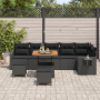Juego de sofá de jardín de 9 piezas con cojines negro poliratán acacia by , Outdoor sofas - Ref: Foro24-3363709, Price: 595,0...