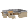 Set de sofá de jardín de 12 piezas con cojines beige de poliratán y acacia von , Outdoor-Sofas - Ref: Foro24-3363732, Preis: ...
