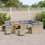 Set de sofá de jardín de 12 piezas con cojines beige de poliratán y acacia von , Outdoor-Sofas - Ref: Foro24-3363732, Preis: ...