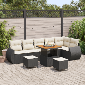 Juego de Sofás de Jardín de 9 Piezas con Cojines Negro de Ratán Polipropileno y Acacia by , Outdoor sofas - Ref: Foro24-33638...