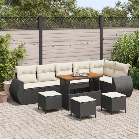Juego de Sofá de Jardín de 10 Piezas con Cojines Ratán Poliéster Negro Acacia von , Outdoor-Sofas - Ref: Foro24-3363850, Prei...