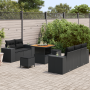 Conjunto de Sofá de Jardín de 8 Piezas con Cojines Ratán Poliéster Negro Acacia by , Outdoor sofas - Ref: Foro24-3363894, Pri...