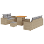 Juego de Sofá de Jardín de 8 Piezas con Cojines Beige, Ratán y Poliéster by , Outdoor sofas - Ref: Foro24-3363897, Price: 598...