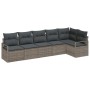 Conjunto de sofá de jardín 6 pcs Gris Poliratán