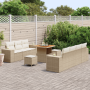 Juego de Sofá de Jardín de 10 Piezas con Cojines Beige Poliratán Acacia | Foro24.es | Tu tienda online para hogar, jardín y más Foro24.es