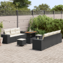 Conjunto de Sofá de Jardín de 10 Piezas con Cojines Negro Ratán Acacia by , Outdoor sofas - Ref: Foro24-3363920, Price: 647,6...