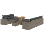 Juego de Sofá de Jardín de 10 Piezas con Cojines Gris Poliratán Acacia by , Outdoor sofas - Ref: Foro24-3363923, Price: 652,5...
