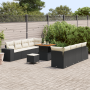 Juego de Sofá de Jardín de 11 Piezas con Cojines Ratán Poliéster Negro Acacia von , Outdoor-Sofas - Ref: Foro24-3363925, Prei...