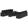Conjunto de Sofá de Jardín de 11 Piezas con Cojines Negro Ratan Poliéster Acacia von , Outdoor-Sofas - Ref: Foro24-3363929, P...