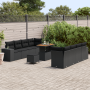 Conjunto de Sofá de Jardín de 11 Piezas con Cojines Negro Ratan Poliéster Acacia von , Outdoor-Sofas - Ref: Foro24-3363929, P...