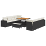 Conjunto de Sofá de Jardín de 11 Piezas con Cojines Poliratán Negro Acacia by , Outdoor sofas - Ref: Foro24-3363935, Price: 8...