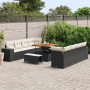 Conjunto de Sofá de Jardín de 11 Piezas con Cojines Poliratán Negro Acacia by , Outdoor sofas - Ref: Foro24-3363935, Price: 8...