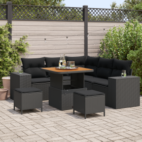 Juego de Sofá de Jardín de 8 Piezas con Cojines Negro Poliratán Acacia by , Outdoor sofas - Ref: Foro24-3363949, Price: 549,5...