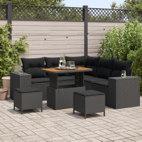 Juego de Sofá de Jardín de 8 Piezas con Cojines Poliratán Negro by , Outdoor sofas - Ref: Foro24-3363954, Price: 539,09 €, Di...