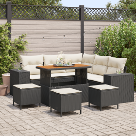 Juego de Sofá de Jardín de 9 Piezas con Cojines Negro Poliratán Acacia by , Outdoor sofas - Ref: Foro24-3363960, Price: 579,4...