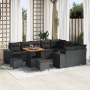 Juego de Sofás de Jardín de 12 piezas con Cojines Negro Ratan Poliamida von , Outdoor-Sofas - Ref: Foro24-3363989, Preis: 851...