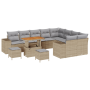 Juego de Sofás de Jardín de 12 Piezas con Cojines Ratán Beige Poli Ratán Acacia von , Outdoor-Sofas - Ref: Foro24-3363997, Pr...