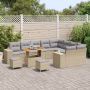 Juego de Sofás de Jardín de 12 Piezas con Cojines Ratán Beige Poli Ratán Acacia von , Outdoor-Sofas - Ref: Foro24-3363997, Pr...