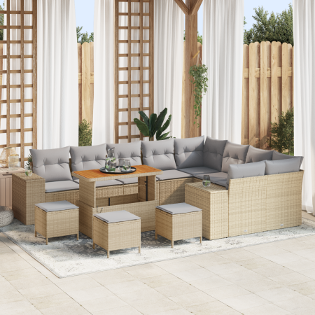 Juego de Sofá de Jardín de 13 Piezas con Cojines Beige Ratán Acacia von , Outdoor-Sofas - Ref: Foro24-3364002, Preis: 908,07 ...