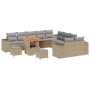 Juego de Sofá de Jardín de 13 Piezas con Cojines Beige Ratán Polimérico Acacia von , Outdoor-Sofas - Ref: Foro24-3364012, Pre...