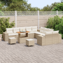 Conjunto de sofá de jardín de 13 piezas con cojines Beige Ratán Poliester Acacia von , Outdoor-Sofas - Ref: Foro24-3364016, P...