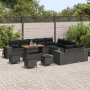 Juego de Sofá de Jardín de 14 Piezas con Cojines Negros de Poliratán Acacia von , Outdoor-Sofas - Ref: Foro24-3364019, Preis:...