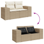Conjunto de Sofás de Jardín de 14 Piezas con Cojines Beige de Ratán Polímero Acacia von , Outdoor-Sofas - Ref: Foro24-3364021...