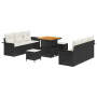 Juego de Sofás de Jardín de 9 Piezas con Cojines de Poliratán Negro y Acacia von , Outdoor-Sofas - Ref: Foro24-3364035, Preis...