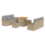 Conjunto de Sofá de Jardín de 9 Piezas con Cojines Beige Rattan Acacia de , Sofás de exterior - Ref: Foro24-3364037, Precio: ...
