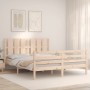 Bed frame with solid wood headboard 160x200 cm by vidaXL, Beds and slatted bases - Ref: Foro24-3194126, Price: 148,73 €, Disc...