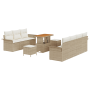 Juego de Sofá de Jardín de 10 Piezas con Cojines - Ratán Poliéster Beige Acacia de , Sofás de exterior - Ref: Foro24-3364051,...