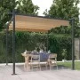 Cenador de jardín con techo retráctil gris taupe 3x3 m de vidaXL, Carpas y cenadores - Ref: Foro24-318536, Precio: 445,95 €, ...