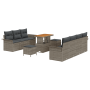 Juego de sofá de jardín de 10 piezas con cojines en ratán poliéster gris y acacia von , Outdoor-Sofas - Ref: Foro24-3364053, ...