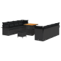 Juego de Sofás de Jardín de 11 Piezas con Cojines Negro Polirratan Acacia by , Outdoor sofas - Ref: Foro24-3364054, Price: 73...