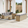 Conjunto de Sofá de Jardín de 11 Piezas con Cojines Beige Poliratán Acacia | Foro24.es | Tu tienda online para hogar, jardín y más Foro24.es