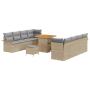 Conjunto de Sofá de Jardín de 11 Piezas con Cojines Beige Poliratán Acacia | Foro24.es | Tu tienda online para hogar, jardín y más Foro24.es