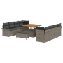 Conjunto de Sofás de Jardín de 11 Piezas con Cojines en Gris Ratán Poli Acacia by , Outdoor sofas - Ref: Foro24-3364068, Pric...