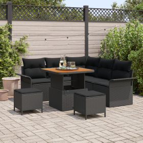 Juego de Sofá de Jardín de 8 Piezas con Cojines Negro Poliratán Acacia by , Outdoor sofas - Ref: Foro24-3364079, Price: 564,5...
